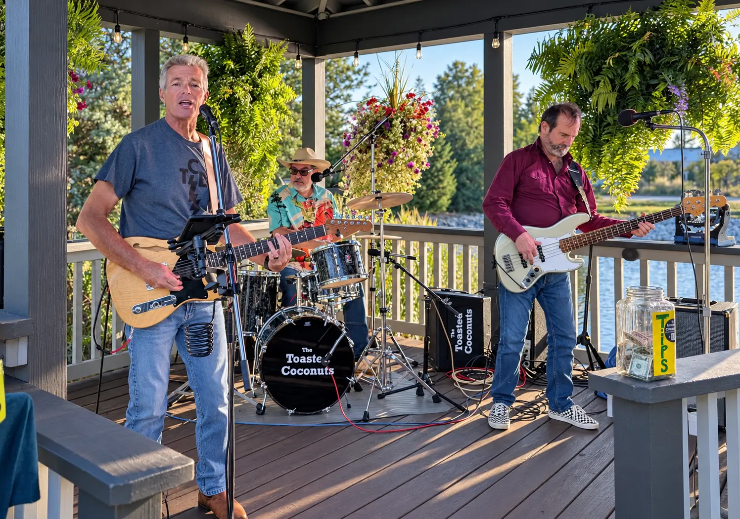 The Toasted Coconuts performing live on The Coachman patio
